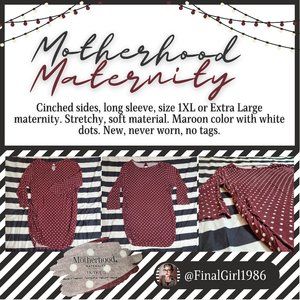 Maternity Top Maroon with White Dots